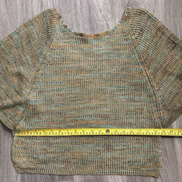 Anthropologie Multicolored Green Short Sleeve Knit Pullover Sweater Size S - Picture 4 of 7